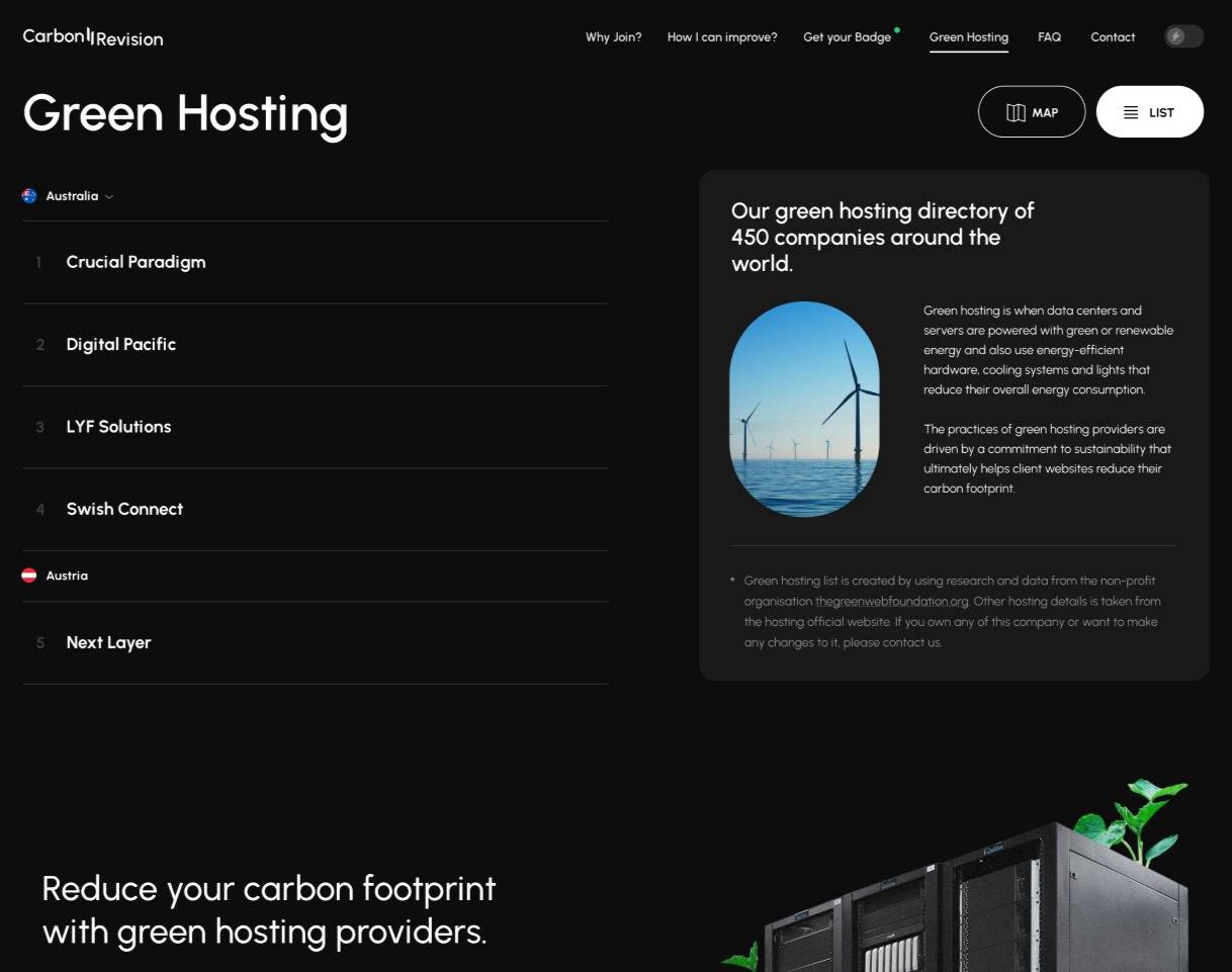 carbon website story page