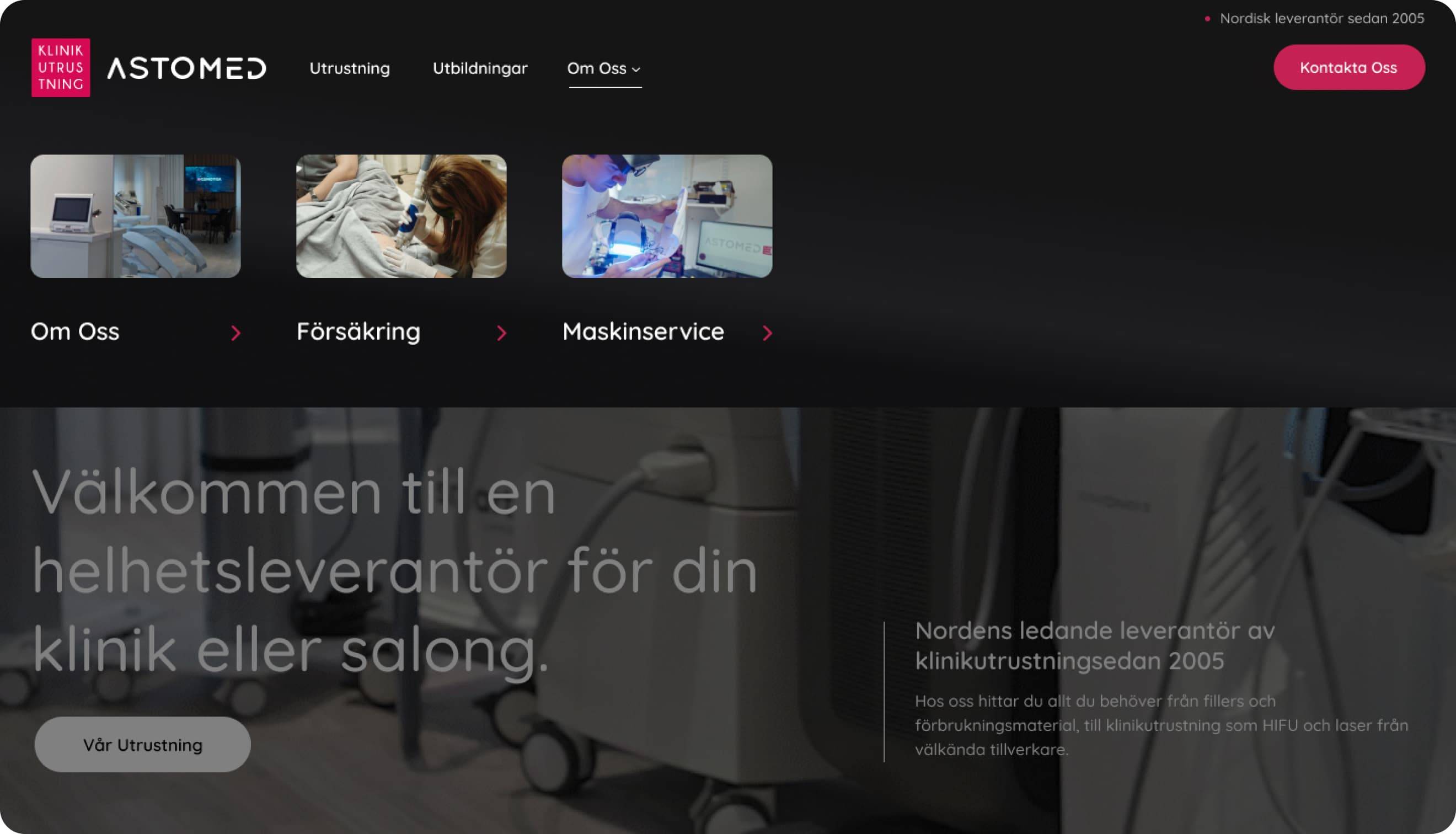 klinikutrustning website design