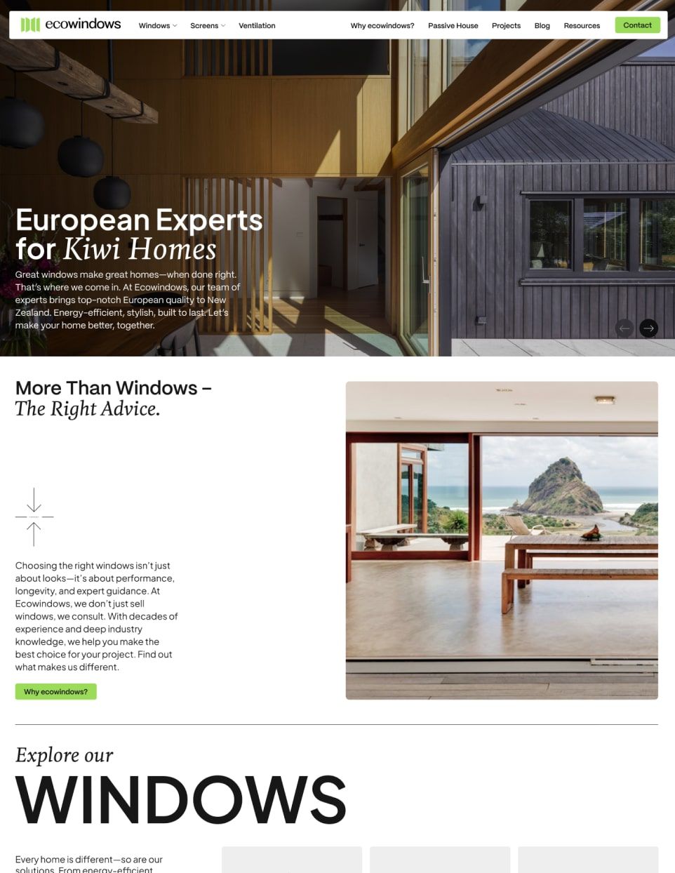 Ecowindows website design