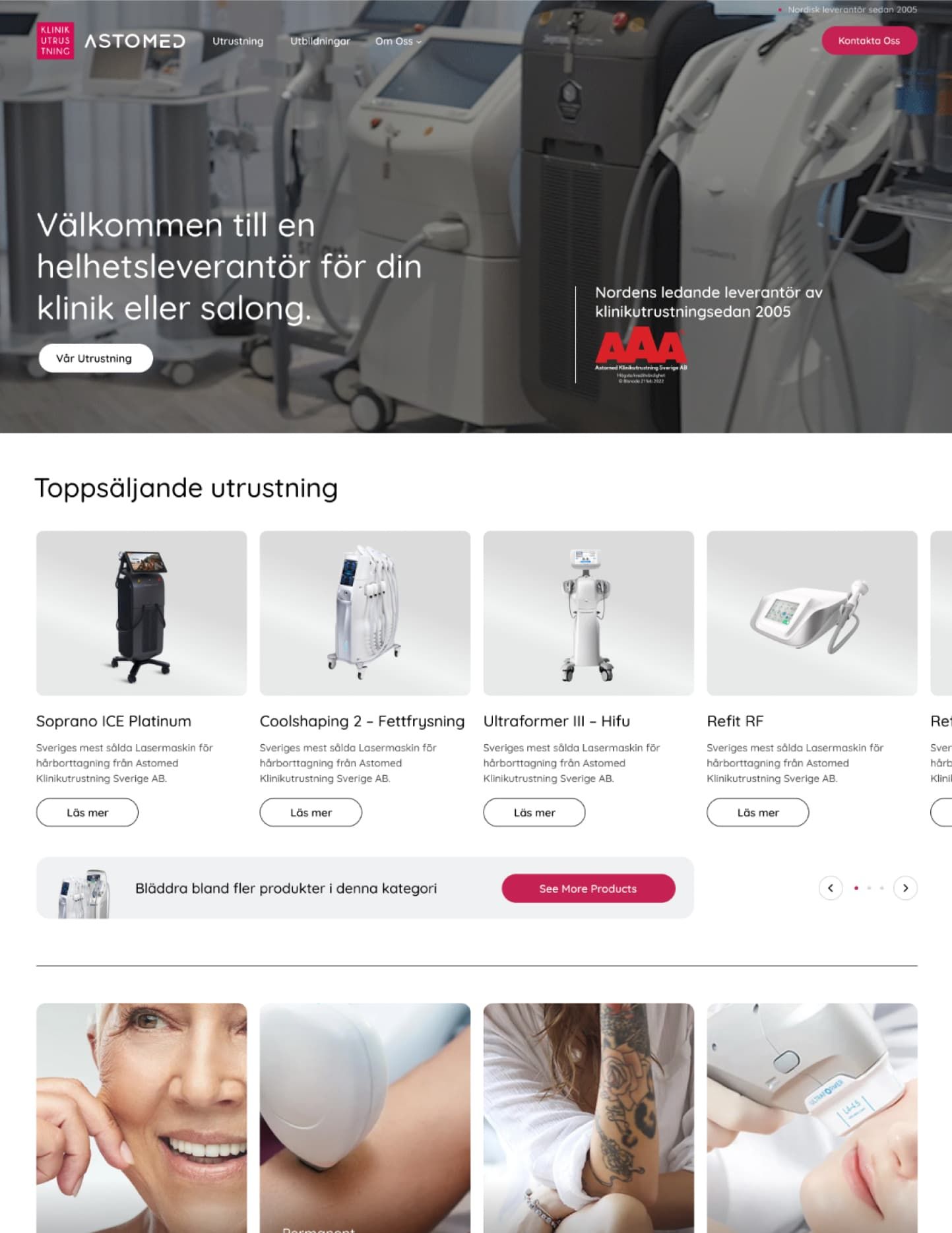 Klinik Utrustning website design