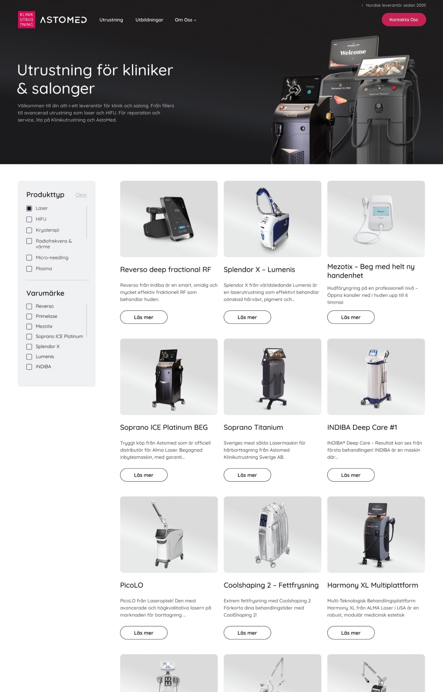 klinikutrustning website design